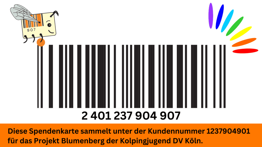 Barcode mit Blumenmotiv und Kundenservice-Logo für Blumenberg Projekt.