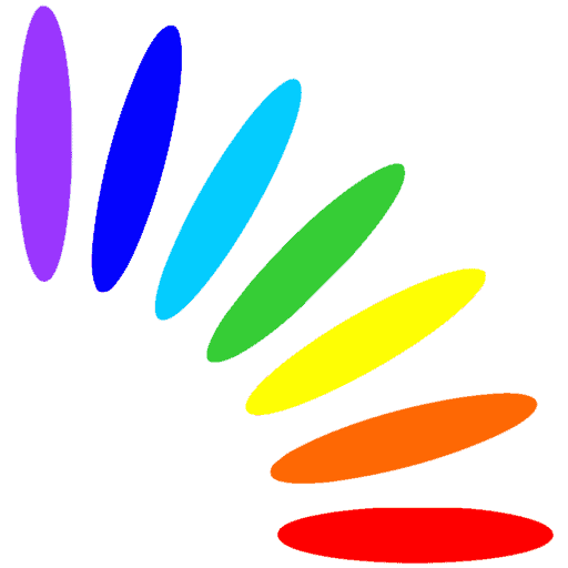 Bunter Farbkreis mit Regenbogenfarben auf beigem Hintergrund.